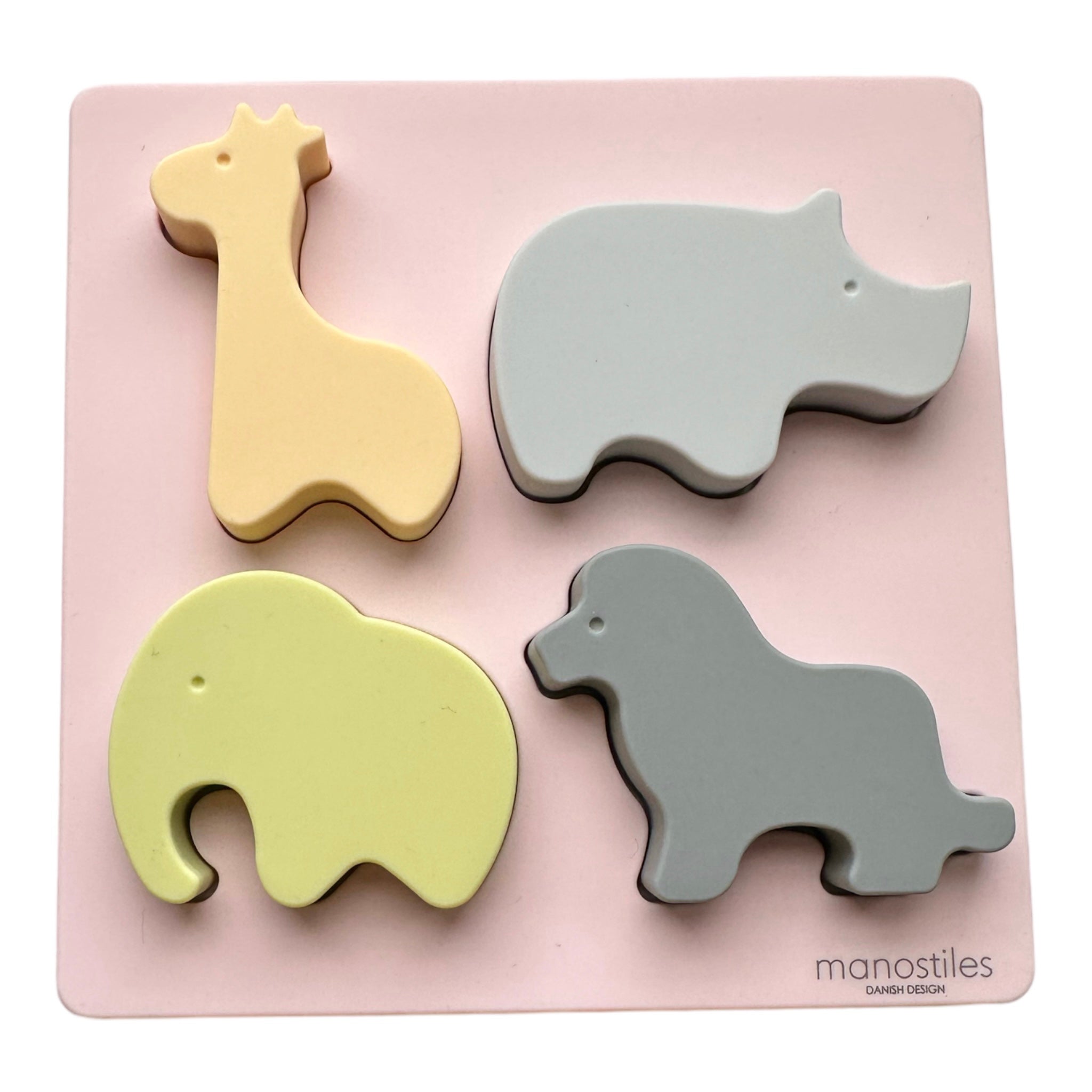 Puslespil silikone baby - dyr på savanne - lyserød