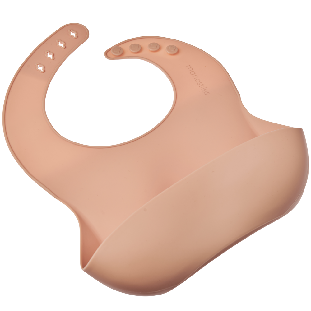 Børne hagesmæk i silikon - Abrikos - Manostiles Danish Design