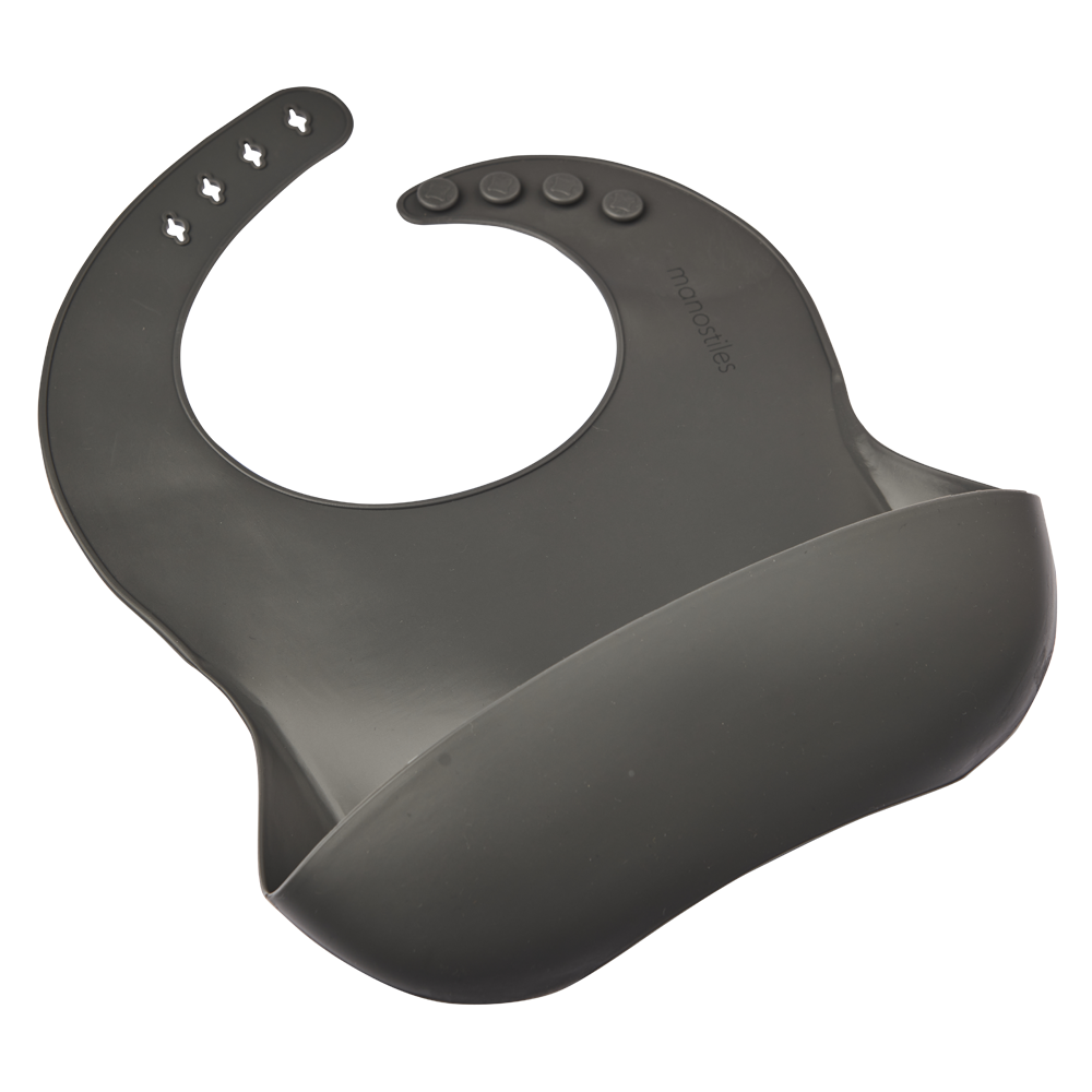 Børne hagesmæk i silikone - Grå - Manostiles Danish Design