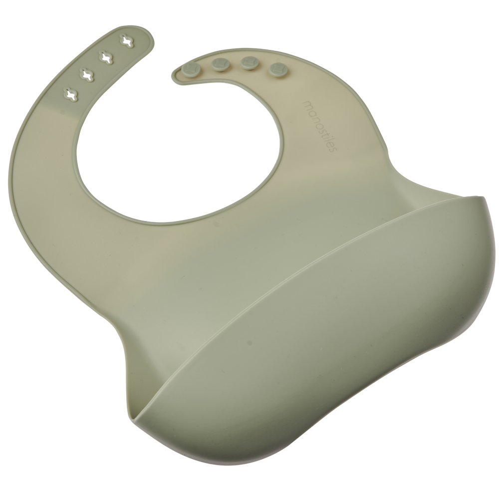 Børne hagesmæk i silikone - Lysegrøn - Manostiles Danish Design