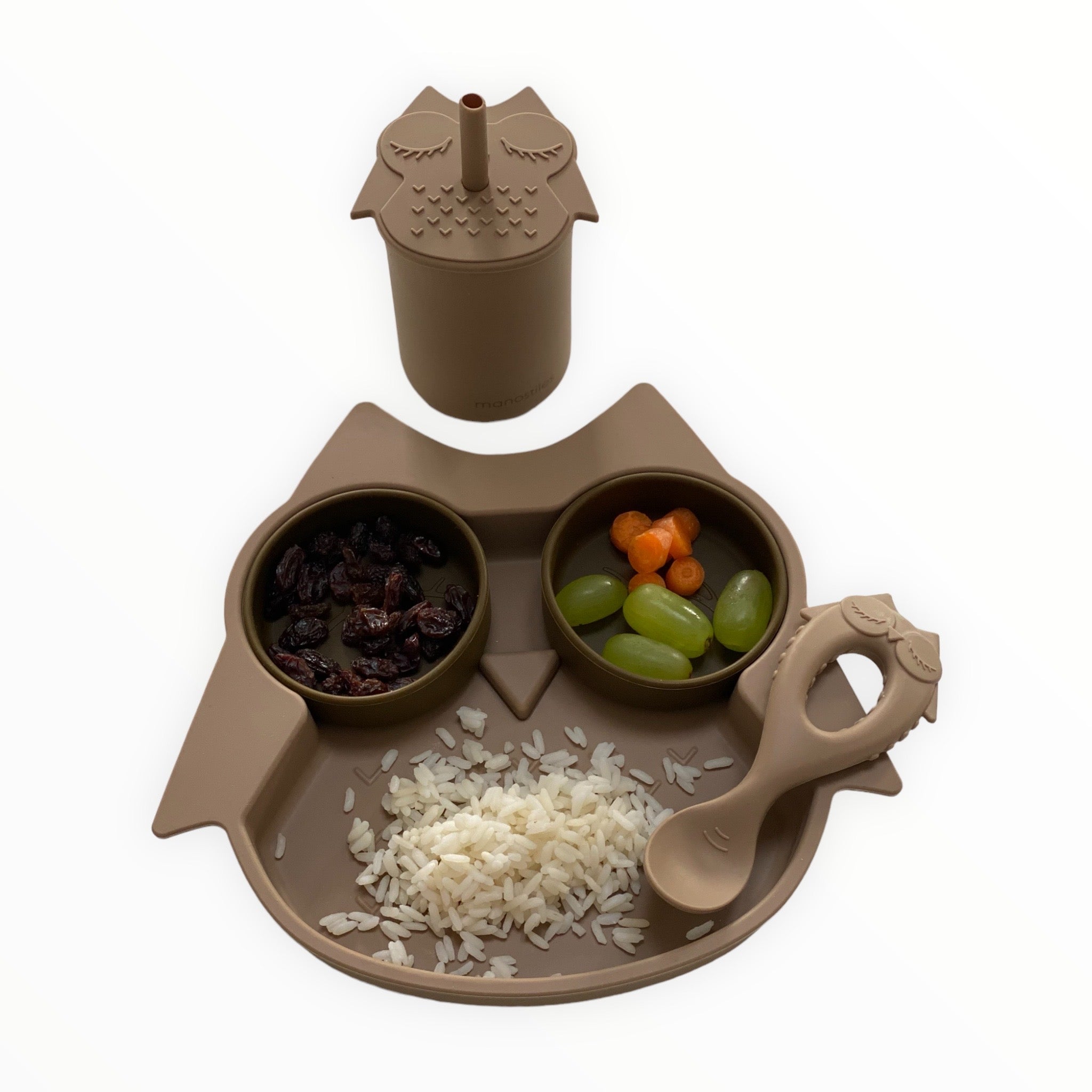 Børne hagesmæk i silikone - Brun - Manostiles Danish Design