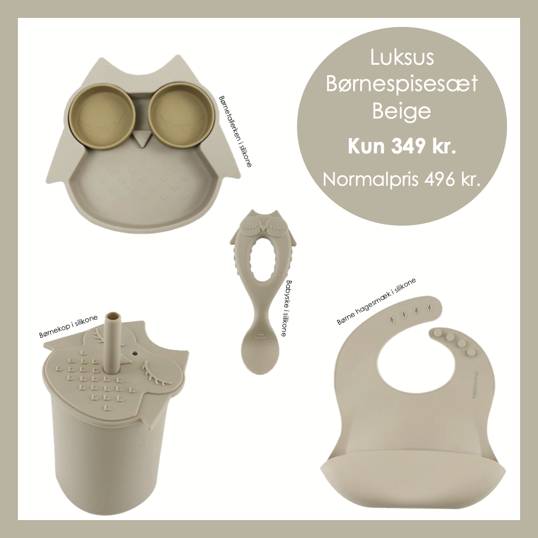 Luksus Børnespisesæt - Beige - Manostiles Danish Design