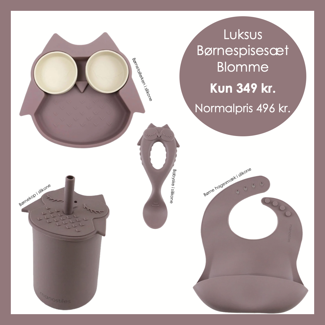 Luksus Børnespisesæt blomme - Manostiles Danish Design