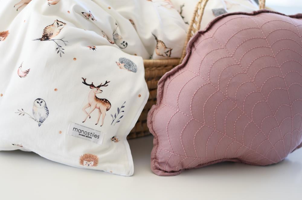 Junior sengetøj - Hvid, Skovens Dyr - Manostiles Danish Design