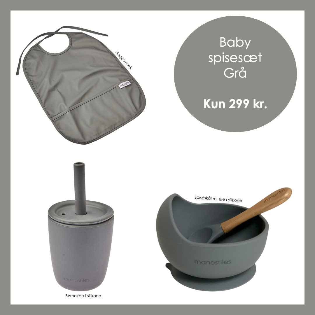 Baby spisesæt 3 dele - Grå - Manostiles Danish Design