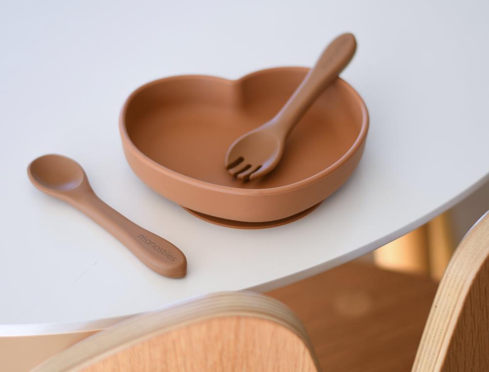 Børnebestik Silikone - Clay - Manostiles Danish Design