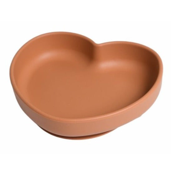 Børnetallerken hjerte i silikone - Brun - Manostiles Danish Design