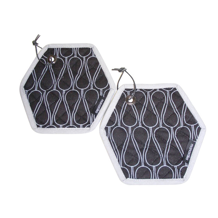 Grydelapper - Sort m. hvide seeds - Manostiles Danish Design