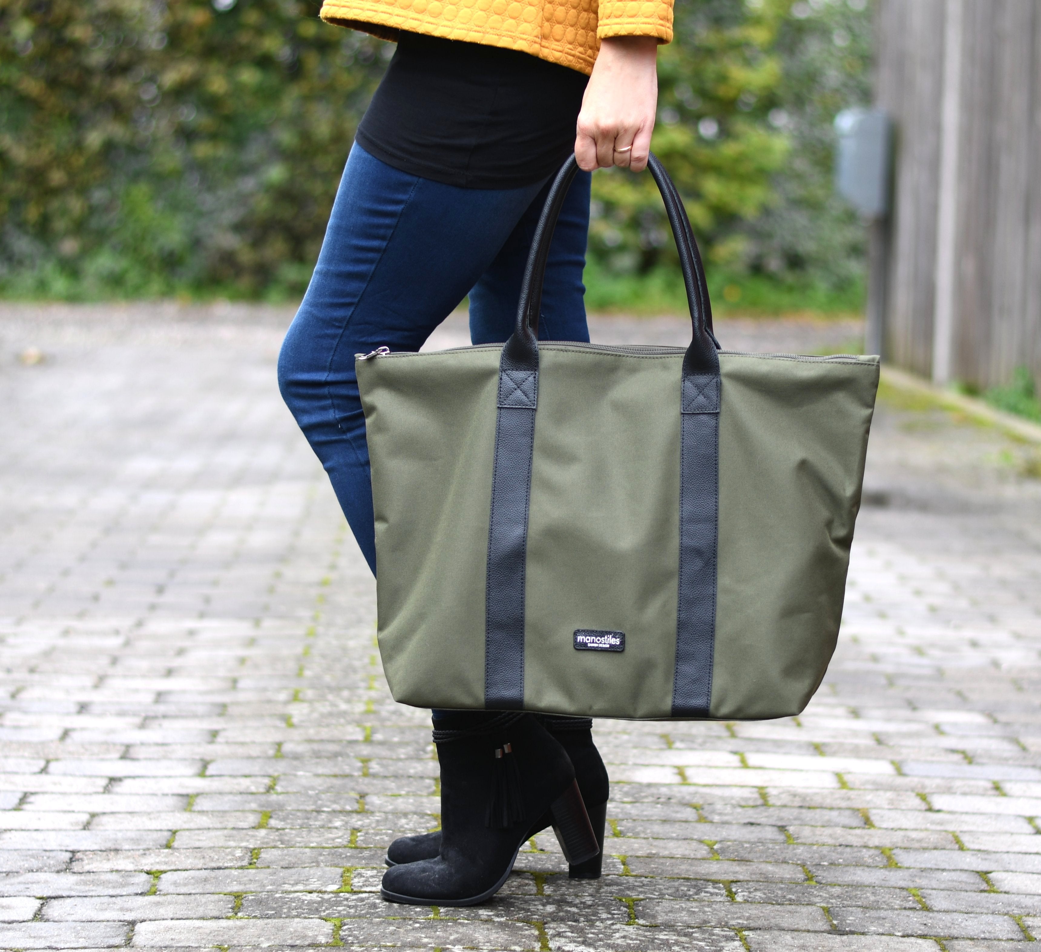 Shopper taske - Olivengrøn - Manostiles Danish Design