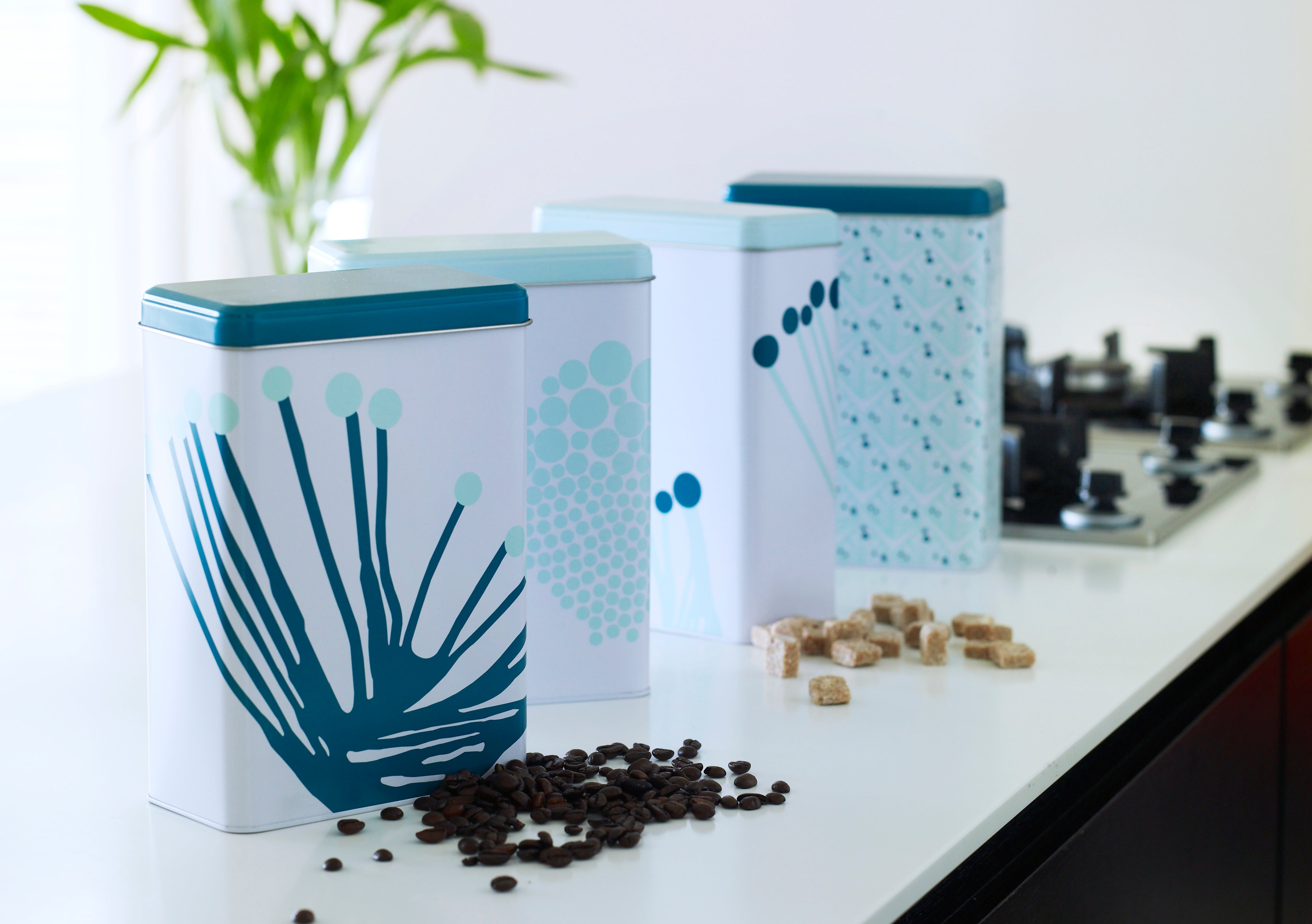 Dåse - Hvid m. mint dots - Manostiles Danish Design