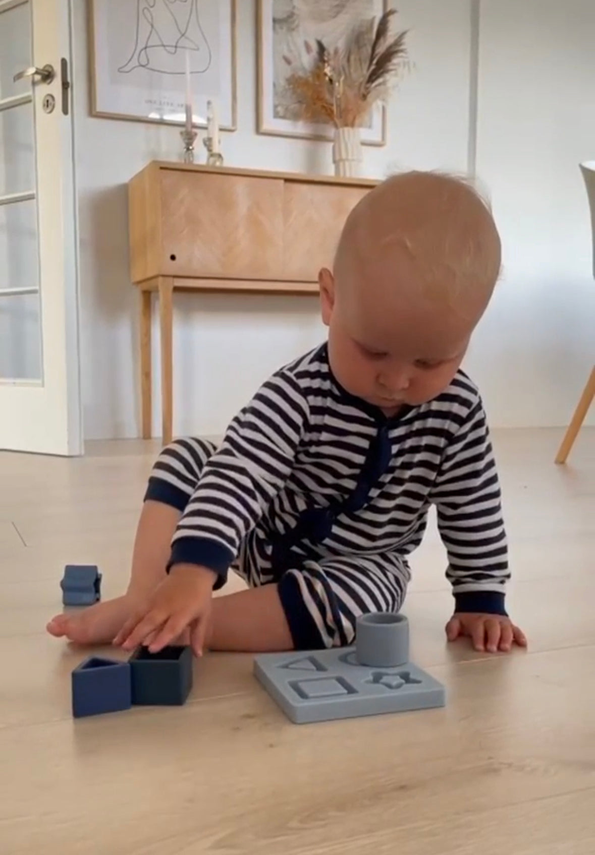 Puslespil baby - Geometriske forme silikone - blå