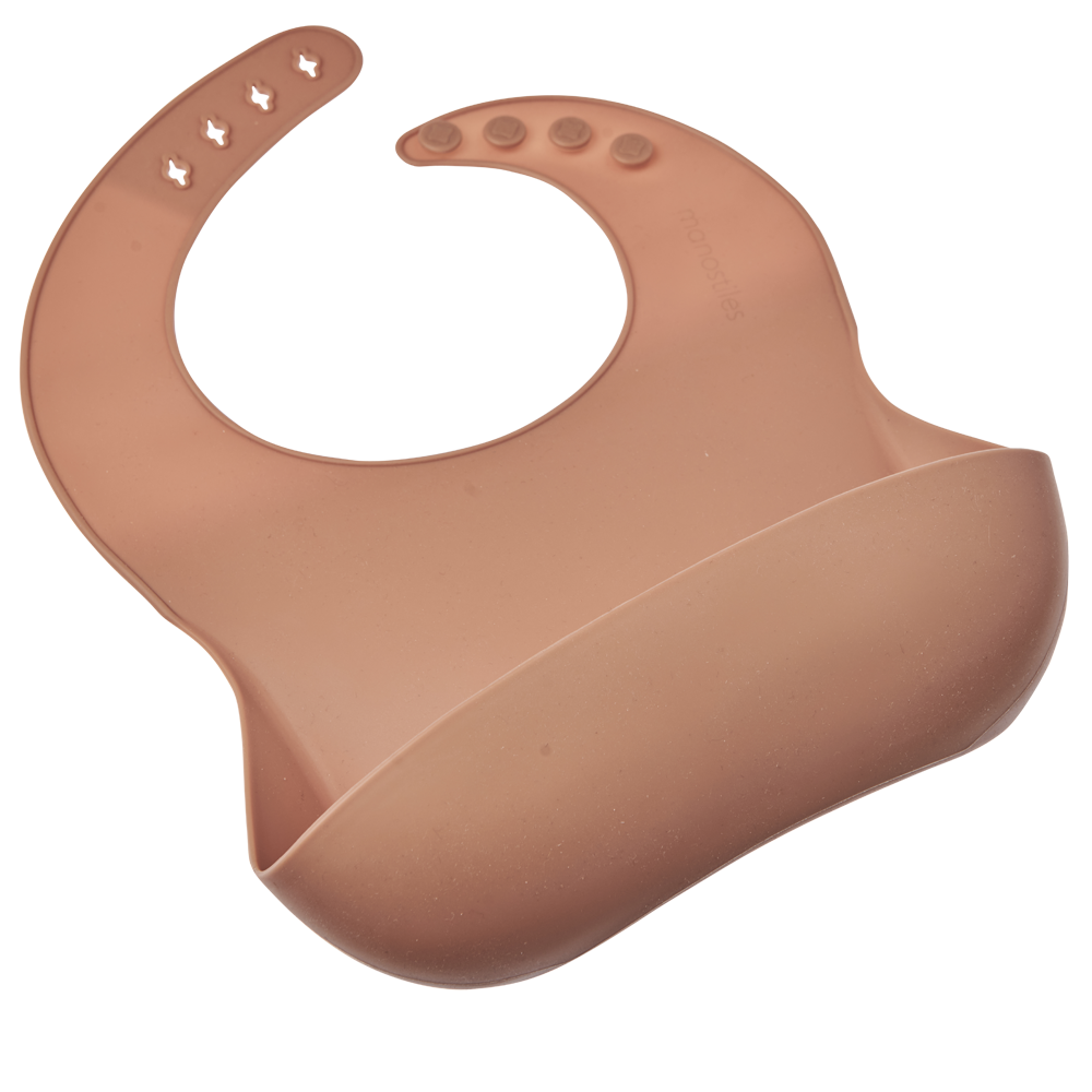 Børne hagesmæk i silikone - Brun - Manostiles Danish Design 