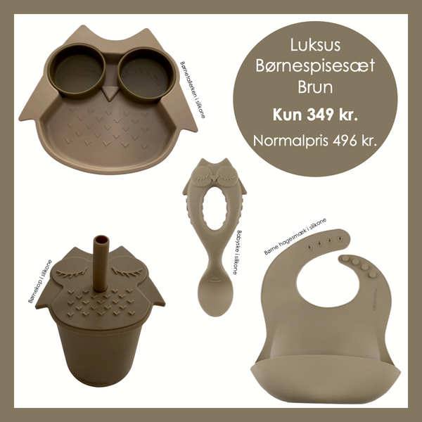 Luksus Børnespisesæt - Brun - Manostiles Danish Design 