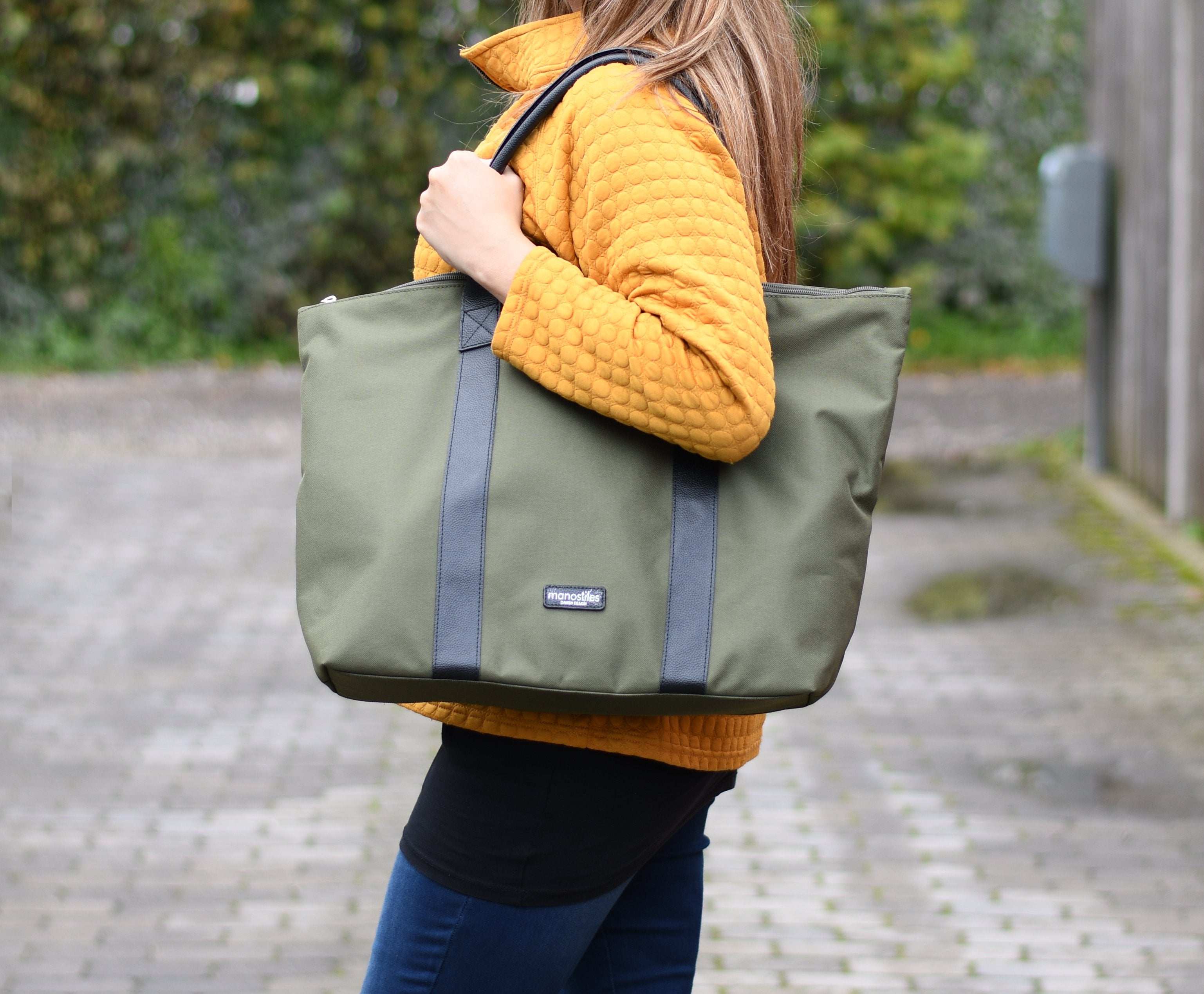 Shopper taske - Olivengrøn - Manostiles Danish Design 