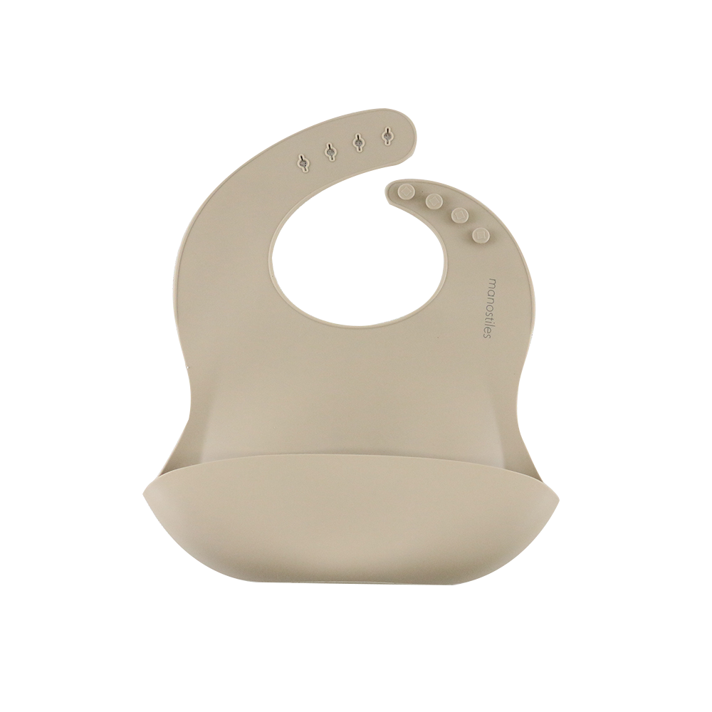 Børne hagesmæk i silikone - Beige - Manostiles Danish Design 
